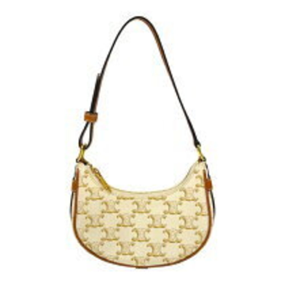 Celine Ava handbag white tan calfskin Triomphe canvas - Picture 1 of 11